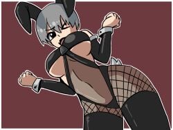 big_breasts bunnysuit feith_noir gray_hair uzaki-chan_wa_asobitai! uzaki_hana