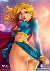 1girls alien alien_girl alien_humanoid ass ass_focus big_ass big_breasts blonde_hair blue_eyes breasts busty cape cedric_humbert curvy curvy_female curvy_figure dat_ass dc diabolumberto ed_benes_studio fat_ass female female_only fred_benes hips kara_zor-el kryptonian light-skinned_female lipstick panties pawg red_lipstick skirt skirt_up solo solo_female straight_hair supergirl superheroine superman_(series) white_panties