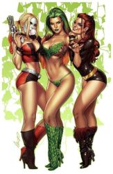 3girls batman_(series) big_breasts breasts catwoman clown clown_girl curvy curvy_female curvy_figure dc_comics elias_chatzoudis female female_only gotham_city_sirens gotham_girls harley_quinn human poison_ivy straight_hair thief tight_clothing villain villainess wide_hips