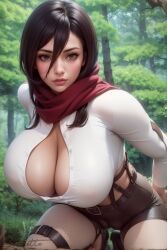 1girls ai_generated alternate_body_type alternate_breast_size attack_on_titan big_breasts black_hair breasts breasts_bigger_than_head cameltoe cleavage coomette curvy curvy_body curvy_female curvy_figure deep_cleavage female female_only large_breasts mikasa_ackerman seductive_look shingeki_no_kyojin short_hair solo stable_diffusion voluptuous