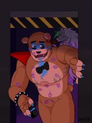 after_sex animatronic anthro bear big_breasts big_muscles bodypaint bowtie breasts canid canine canis claws claws_out dasus_(artist) duo ear_piercing eyebrows face_paint fangs featureless_crotch female five_nights_at_freddy's five_nights_at_freddy's:_security_breach furgonomics glamrock_freddy_(fnaf) green_hair hair hat headgear headwear kiss_mark lips lipstick_on_body lipstick_on_crotch machine male male/female male_focus mammal muscular nails no_text_version piercing robot rock roxanne_wolf_(fnaf) scottgames tagme teeth wolf wolf_tail yellow_eyes