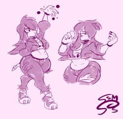 1girls big_ass big_butt bubble_butt goth goth_girl iris_zhang_(supahstudiomann) one_eye_covered original original_character pants punk punk_girl purple_hair shoes sketch solarmannstudio solo supahstudiomann_(artist) thick_hips thick_thighs thunder_thighs wide_hips