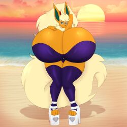 big_breasts breasts eeveelution female flareon gigantic_breasts glasses huge_breasts hyper_breasts hyper_genitalia pokemon pokemon_(species) suiikax tagme thick_thighs wide_hips