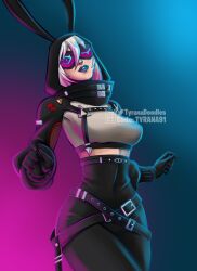 breasts bunnysuit clothed clothing fortnite fortnite:_battle_royale highwire_(fortnite) lipstick medium_breasts sfw sleeping_mask tagme tyrana wink