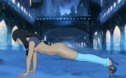 1girls anaxus ass avatar_legends breasts breasts_out clothing eska female functionally_nude functionally_nude_female heels high_heels nipples no_bra no_panties push-up side_view small_breasts solo solo_female stockings the_legend_of_korra top_lift water_tribe