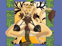 absurd_res african anthro areola armpit_fetish armpit_hair big_areola big_breasts black_areola black_nipples body_hair breasts chest_hair chest_tuft clothed clothing digitigrade ear_piercing felid female hi_res huge_breasts hyper hyper_breasts lalonchera22 lion lips looking_at_viewer mammal mature_female mostly_nude nipples pantherine piercing pubes pubes_exposed skimpy solo tail tail_tuft thick_lips thick_thighs tuft wide_hips