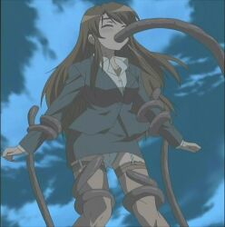 anime_screencap brown_hair female interspecies ma_ga_ochiru_yoru male_monster ova screenshot tentacle tentacles the_night_when_evil_falls