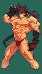 bara bulge guilty_gear headband male male_only muscles muscular na_insoo rennik sol_badguy solo solo_male