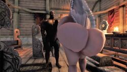 3d bethesda_softworks black_hair curvaceous dark-skinned_male huge_ass large_ass large_penis makad321 married_couple skyrim tagme the_elder_scrolls thick_thighs voluptuous voluptuous_female