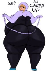 1girls ass bbw belly big_ass big_belly cookies-cat fat fat_ass fat_female female gwen_stacy huge_ass marvel obese overweight pawg spider-gwen text