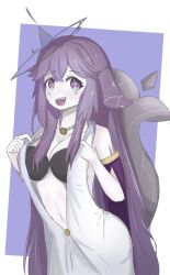 1girls belly_button big_breasts cross-shaped_pupils female female_only grey-skinned_female grey_skin halo happy hosuii_(ho_suii) indie_virtual_youtuber looking_at_viewer megalodon_(vtuber) necklace open_mouth purple_eyes purple_hair shark_girl shark_tail shark_teeth sharp_teeth solo symbol-shaped_pupils virtual_youtuber