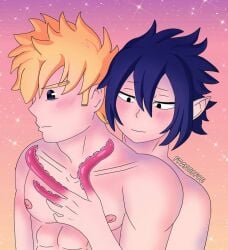 2boys amajiki_tamaki boys boyxboy dom_to_sub gay lemillion male male/male male_only males_only mirio_togata muscular muscular_male my_hero_academia nipples suneater tamaki_amajiki tentacle tentacle_on_male togata_mirio