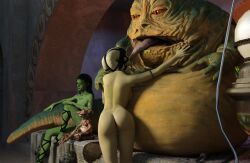 2boys 2girls 3d alien alien_girl alien_humanoid ass black_hair bubble_butt dazinbane demilek_(dazinbane) diverse_harem female femsub green-skinned_female green_skin harem harem_girl headwear humanoid humanoid_on_alien hutt interspecies interspecies_harem jabba's_palace jabba_the_hutt licking long_tongue luxinia_(dazinbane) male maledom mirialan monster monster_on_female multiple_girls multiple_subs nude nude_female salacious_crumb slave slave_collar slavegirl star_wars straight submissive_female tongue_sucking twi'lek willing_sub