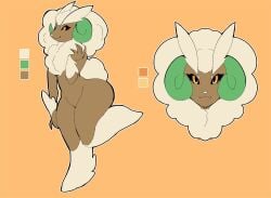 1girls anthro ass bluueygooey brown_hair curvy female female_only large_ass lopunny orange_eyes personification pokemon pokemon_(species) smile solo whimsicott