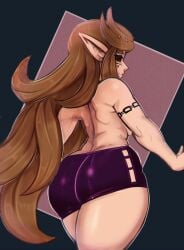 big_ass big_butt bike_shorts black_sclera charlotte_mors curvaceous curvy_female curvy_figure elf elf_ears elf_female elf_girl female female_only long_hair looking_back markings nude_female oc original pointy_ears reliusmax solo solo_female solo_focus spats tattoos thick_ass thick_thighs