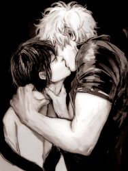 19csupervillain 2boys closed_eyes gay gay_kissing gay_sex gintama gintoki_sakata hand_on_another's_shoulder imminent_sex kissing male male_only men_kissing monochrome neck_grab off_shoulder shoulder_grab takasugi_shinsuke upper_body yaoi