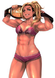 1girl 6maker abs alexa_bliss breasts champion championship_belt female female_focus female_human female_only female_solo highres mole mole_under_eye muscular muscular_female original original_character shorts solo solo_female solo_focus tagme thighs wrestler wrestling wrestling_belt wrestling_femdom wrestling_outfit