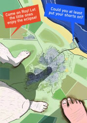 2024 5_toes absurd_res anthro balls barefoot beach big_balls big_penis body_hair bottomless bottomless_anthro bottomless_male city clothed clothing dirt domestic_pig dudenahuel duo english_text feet footprint genitals hairy_feet hairy_legs hi_res high-angle_view huge_balls huge_penis lagomorph leg_hair leporid macro macro_march male mammal nails partially_clothed partially_clothed_anthro partially_clothed_male penis penis_shadow rabbit richard_(dudenahuel) roy_(dudenahuel) sand sea shadow_ball speech_box suid suine sus_(pig) text toenails toes water yorkshire_pig