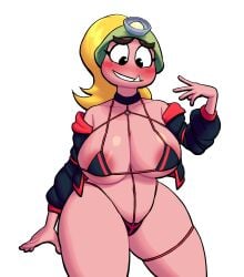 bikini blushing goombella hentai looking_down lovetopullmicke nipples_visible_through_clothing paper_mario paper_mario:_the_thousand-year_door straps_across_chest