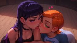 1boy 2girls ai_generated ben_10 black_hair blowjob choker clothed cute cute_female double_fellatio eraofmeat fellatio female female_human ffm_threesome goth goth_girl green_eyes gwen_tennyson human licking licking_penis male meat_master multiple_females multiple_girls oral oral_sex penis petite petite_body petite_female pov purple_eyes red_hair slim_female teamwork teenage_female teenager the_incredibles the_incredibles_2 tongue tongue_out violet_parr white_female white_skin young young_female younger_female