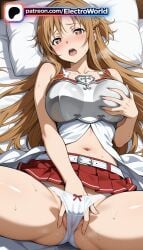 1girl 1girls 2026 ai_generated artist_name bed bed_sheet big_breasts big_chest big_tits blush boobs breasts brown_eyes brown_hair bust busty chest electroworld female female_only fingering futon grabbing grabbing_from_behind hi_res high_quality high_resolution highres large_breasts laying_down legs_apart legs_spread long_hair lying lying_on_back masturbation navel on_back on_bed open_legs open_mouth panties panty_pull patreon patreon_username pillow pillow_grab red_skirt self_fondle skirt solo splayed_legs spread_legs stable_diffusion sweat sword_art_online tits underwear watermark white_panties yes yes-no_pillow yuuki_asuna