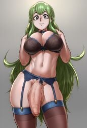 1futa ai_generated balls big_breasts breasts fat_cock futanari garter_straps hands_on_breasts imminent_fellatio imminent_oral ixion_saga ixion_saga_dt lingerie looking_at_viewer mariandale myoncube novelai penis penis_out pent_up solo throbbing_penis trans_woman underwear