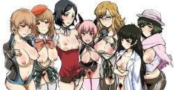 1boy 6+girls akiha_rumiho amane_suzuha amane_suzuha_(beta) amane_yuki animal_ears beret black_hair black_jacket black_pubic_hair black_ribbon blonde_hair blue_jacket blush bottomless bow braid breasts brown_hair bulge cat_ears cellphone chest_bow coat collar collared_shirt commentary_request detached_collar dress_shirt embarrassed erection erection_under_clothes everyone fake_animal_ears flip_phone glasses green_hair green_skirt hair_between_eyes hair_ornament hair_rings hat highres hiyajou_maho holding holding_phone jacket jacket_over_jacket kiryuu_moeka lab_coat large_breasts leaning_forward leather leather_jacket long_hair mayqueen_maid_uniform medium_breasts medium_hair mother_and_child mother_and_daughter multiple_girls naked_lab_coat neck_ribbon nipples no_panties open_clothes open_mouth open_shirt pantyhose parent_and_child partially_unzipped phone pink_eyes pink_hair pink_scarf pink_thighhighs pubic_hair red_bow red_hat red_shirt ribbed_shirt ribbon scarf science_adventure shiina_mayuri shirt short_hair skirt skull_hair_ornament small_breasts smile steins;gate steins;gate_0 take_your_pick tearing_up thighhighs tongue torn_clothes torn_pantyhose track_jacket twin_braids urushibara_luka vanishing_tel-o very_long_hair white_coat white_collar white_hat white_thighhighs winter_clothes yellow_eyes