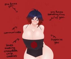 1girls black_hair black_hair_female cleavage half-dressed half_naked half_naked_female red_highlights ruby_rose rwby silver_eyes solo_female valkyrie_art