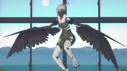 1girls arrancon breasts clawed_feet gray_hair gray_hair_female grimm_(rwby) monster monster_girl nude_female profile rapture_(arrancon_grimmed) rwby solo_female winged_arms wings