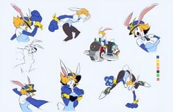 aiko_(dekaduck) aiko_rosewood anthro big_hands breasts bunny bunnygirl bunnygirl_outfit dekaduck dekaduck_(game) female female_only furry future gloves green_eyes huge_hands intergalactic lagomorph leotard multiple_poses police police_officer police_uniform policewoman rabbit sfw space white_background
