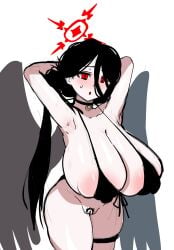 0zempicshitter armpits blue_archive female female_only gigantic_breasts hasumi_(blue_archive) hasumi_(swimsuit)_(blue_archive) pubic_hair pussy wings