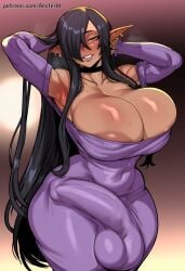 1futa aesterai ai_generated areola_slip armpits arms_behind_head arms_up big_breasts big_penis black_choker black_hair blush breasts bulge choker cleavage collarbone covered_navel covered_nipples covered_penis curvy dark-skinned_female dark_elf dark_skin dress ear_piercing earrings elf erection erection_under_clothes futanari hair_over_one_eye huge_breasts huge_cock huge_penis jewelry kuroinu_~kedakaki_seijo_wa_hakudaku_ni_somaru~ large_breasts large_penis lips long_hair long_pointy_ears looking_at_viewer mature_female mature_futa off-shoulder_dress off_shoulder olga_discordia penis piercing pointy_ears purple_dress smile solo sweat testicles thick_thighs very_long_hair wide_hips