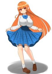 big_breasts long_hair looking_at_viewer nobunagapero orange_eyes orange_hair peronattu school_uniform