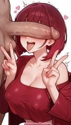 1boy 1girl 2026 ai_generated arima_kana artist_name big_breasts big_chest big_tits boobs breasts bust busty chest cleavage clothed_female_nude_male cock collarbone covered_nipples dick double_v erection heart hetero hi_res high_quality highres huge_penis large_breasts large_penis mosaic_censoring motion_lines nude oshi_no_ko patreon patreon_username penis penis_awe penis_on_face pinkname precum red_hair testicles tits tongue_out trembling twitching_penis uncensored v veins veiny_penis watermark