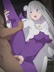 cheating cuckold dark-skinned_male emilia_(re:zero) light-skinned_female navel netorare tummy