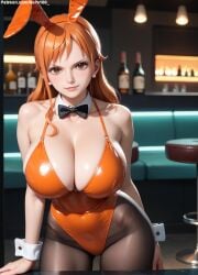 1girls 2d ai_generated ass athletic athletic_female bare_shoulders belly big_ass big_breasts bunny_ears bunny_girl bunnysuit cleavage curvy curvy_figure cute cute_face detailed eyelashes eyeshadow female female_only fit fit_female focus ginger ginger_hair high_quality huge_breasts large_breasts legs light-skinned_female light_skin lips lipstick long_hair looking_at_viewer makeup mascara mature midriff nami nami_(one_piece) nero100 one_piece orange_eyes orange_hair pale-skinned_female pale_skin playboy_bunny posing post-timeskip sagging_breasts seductive seductive_look sexy_pose stable_diffusion tagme thick_ass thick_butt thick_thighs thighs wide_hips