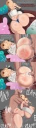 1boy 1boy1girl 1girls ass blonde_hair bubble_butt comic cum cum_inside hand_print on_bed original original_character red_ass thong vammzu victoria_hildebrand