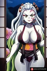 1female 1girl 1girls ai_generated beautiful beautiful_girl big_breasts breasts daki_(kimetsu_no_yaiba) demon demon_girl demon_slayer female kimetsu_no_yaiba long_hair pale_skin patreon patreon_artist patreon_link patreon_logo patreon_username seductive sexy sexy_body sexy_female sexy_pose white_hair