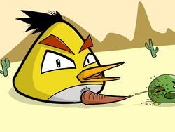 1boy angry_birds arrwulf avian bird chuck_(angry_birds) looking_at_viewer male male_only peeing penis solo watersports