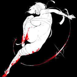 1girls bandage big_ass big_breasts blood_splatter getter_robo nude red_eyes ryoma_nagare side_view thick_thighs thirty_8ght