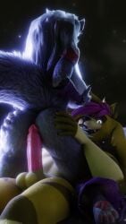 2025 3d_(artwork) 4_toes absurd_res anthro anthro_on_bottom anthro_on_top arm_warmers armwear big_breasts big_butt black_background bracelet breasts butt canid canine canis claws clothing digital_media_(artwork) duo ear_piercing ear_ring erection faceless_anthro faceless_character faceless_female fangs feet female female_on_top fingerless_(marking) five_nights_at_freddy's five_nights_at_freddy's:_security_breach fluffy fluffy_tail fur genitals glowing glowing_eyes grey_body grey_fur grey_hair hair hair_size_difference hand_on_another's_butt hand_on_breast hand_on_butt hi_res huge_breasts humanoid_genitalia humanoid_penis imminent_sex jewelry kneeling lagomorph leg_warmers legwear leporid long_hair lying male male/female male_on_bottom mammal mrs_dexie on_back on_bottom on_top open_mouth open_smile particles pawpads paws penis piercing pink_pawpads pink_penis purple_arm_warmers purple_armwear purple_clothing purple_hair purple_leg_warmers purple_legwear rabbit ring_piercing roxanne_wolf scottgames short_hair shoulder_pads simple_background smile smiling_at_another smiling_at_partner springy_(springycharna) steel_wool_studios striped_legs studded_bracelet studded_jewelry studs tail teeth toes white_eyes wide_hips wolf yellow_body