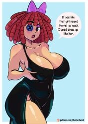 1girls big_breasts black_dress breasts freckles freckles_on_shoulders glitch_productions gooseworx ragatha ragatha_(pub_outfit) ragatha_(tadc) ragatha_(the_amazing_digital_circus) solo_female tagme tagme_(artist) the_amazing_digital_circus