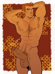 1boy alistair_theirin chest_hair dragon_age dragon_age_origins happy_trail hung large_cock large_dick large_penis male male_only oblivionscribe pubic_hair tagme