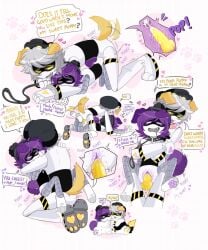 1boy 1boy1girl 1girls glitch_productions intercourse jesterjerk murder_drones n_(murder_drones) penetration purple_hair roleplay sex straight straight_sex uzi_(murder_drones) white_background yellow_eyes