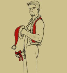 alistair_theirin christmas christmas_outfit dragon_age dragon_age_origins foreskin gay male male_focus male_only oblivionscribe santa_hat tagme wrapped_penis