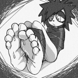bondage feet feet_focus female_only foot_fetish i_can't_sleep nia sweatdrop sweaty_feet tied_up