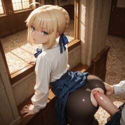 1:1 1:1_aspect_ratio ai_generated anime anime_style big_ass big_dick big_penis blonde_hair crossdressing fate fate/stay_night fate_(series) femboy flat_chest flat_chested gay genderswap genderswap_(ftm) lips male male_only otoko_no_ko otokonoko penis saber sissy tomgirl trap twink uncensored veiny_penis yaoi