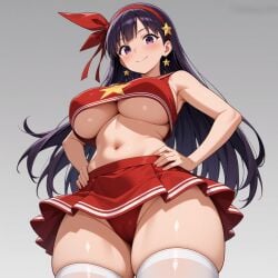1girls ai_generated athena_asamiya big_tits hairband king_of_fighters light-skinned_female light_skin long_hair pale-skinned_female pale_skin pussy star thick white_skin