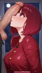 1boy 1girl 2026 ai_generated arima_kana artist_name big_breasts big_chest big_tits blush boobs breasts bust busty chest cock dick erection hetero hi_res high_quality highres huge_penis large_breasts large_penis looking_at_penis oshi_no_ko patreon patreon_username penis penis_awe penis_on_face pinkname precum red_hair short_hair testicles tits uncensored veins veiny_penis watermark