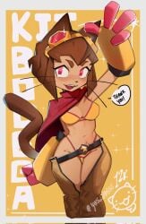 1girls anthro breasts domestic_cat fang feline female female_only furry gameoverse glitch_productions kit_(gameoverse) looking_at_viewer open_mouth solo sweat teeth tongue yos_ev666